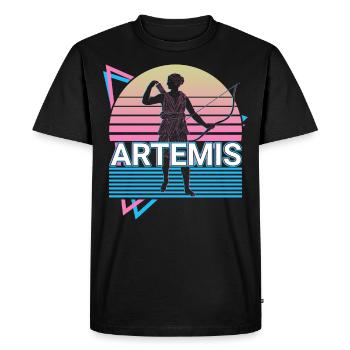 Artemis Greek Goddess of Hunting and the Moon - Men's Premium Organic T-Shirt - black - Front - Nico (187cm)