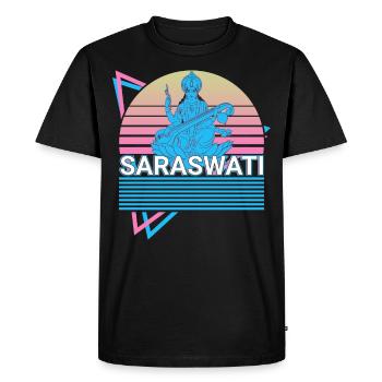 Saraswati Hindu Goddess Hindu Mythology Gift - Men's Premium Organic T-Shirt - black - Front - Nico (187cm)