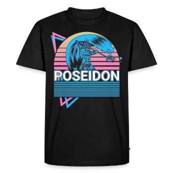 Poséidon Dieu grec de la mer Retro Gesche - T-shirt Premium bio Homme - noir - Devant - Nico (187cm)