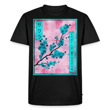 Sakura Cherry Blossom Cadeau esthétique japonais - T-shirt Premium bio Homme - noir - Devant - Nico (187cm)