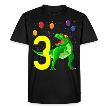 Dinosaure de 3ème anniversaire 3 ans - T-shirt Premium bio Homme - noir - Devant - Nico (187cm)