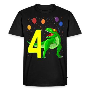 Dinosaure de 4ème anniversaire 4 ans - T-shirt Premium bio Homme - noir - Devant - Nico (187cm)