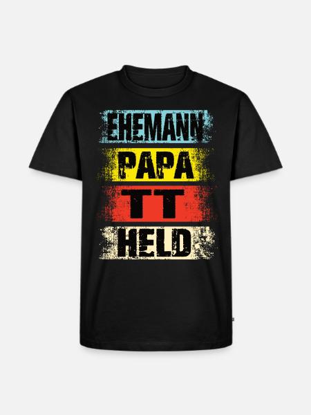 Ehemann Papa Pferde Held - Männer Premium Bio T-Shirt - Schwarz