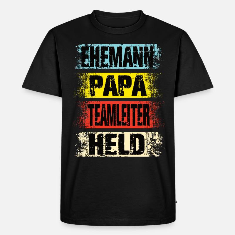 Ehemann Papa Teamleiter Held - Männer Premium Bio T-Shirt - Schwarz