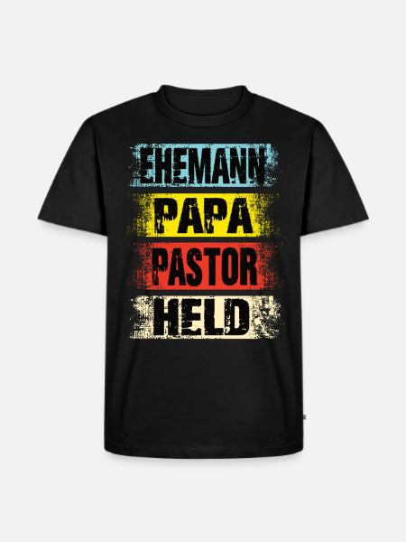 Ehemann Papa Pastor Held - Männer Premium Bio T-Shirt - Schwarz