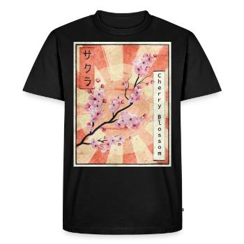 Sakura Cherry Blossom Cadeau esthétique japonais - T-shirt Premium bio Homme - noir - Devant - Nico (187cm)
