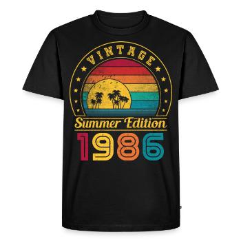 Édition d’été 1986 Anniversaire Vintage 1986 Rétro - T-shirt Premium bio Homme - noir - Devant - Nico (187cm)