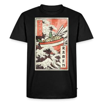 Ramen Kanagawa Wave Vaporwave Aesthetic Taste - Men's Premium Organic T-Shirt - black - Front - Nico (187cm)