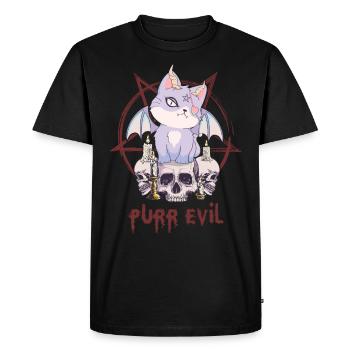 Kawaii Cat Skull Pentagram Ronronnant mal ok - T-shirt Premium bio Homme - noir - Devant - Nico (187cm)