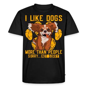 J’aime les chiens plus que les gens désolé pas désolé - T-shirt Premium bio Homme - noir - Devant - Nico (187cm)
