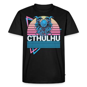 Cthulhu Horror Necronomicon Monster Retro - Men's Premium Organic T-Shirt - black - Front - Nico (187cm)