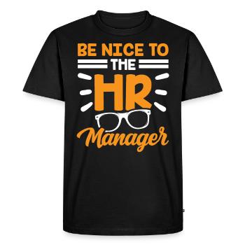 Soyez gentil avec le responsable rh rh ressources humaines - T-shirt Premium bio Homme - noir - Devant - Nico (187cm)