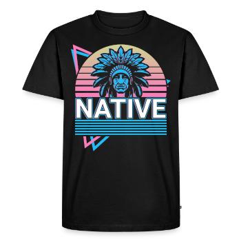 Rétro indien - T-shirt Premium bio Homme - noir - Devant - Nico (187cm)