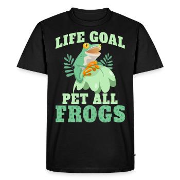 Funny Frog Life Goal PetTing All Frogs - Men's Premium Organic T-Shirt - black - Front - Nico (187cm)