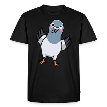 Pigeon Oiseau Columbidae Emoticon Pigeons - T-shirt Premium bio Homme - noir - Devant - Nico (187cm)