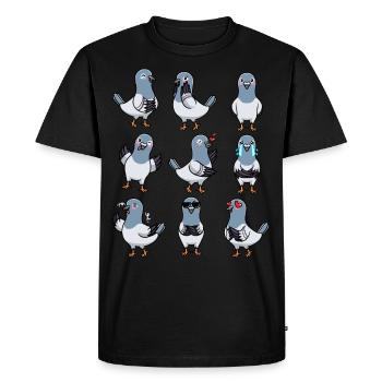 Pigeon Oiseau Columbidae Émoticônes Pigeons - T-shirt Premium bio Homme - noir - Devant - Nico (187cm)