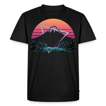 Mont Fuji Fujiyama Fuji San Vaporwave Esthétique - T-shirt Premium bio Homme - noir - Devant - Nico (187cm)