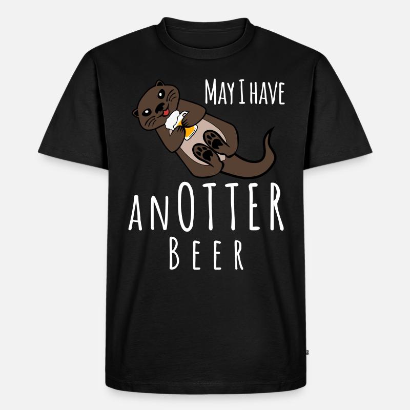 Otter mit Bier - Männer Premium Bio T-Shirt - Schwarz