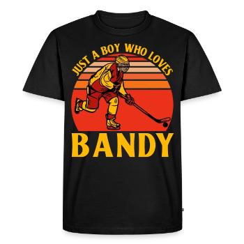 Juste un garçon qui aime Bandy - T-shirt Premium bio Homme - noir - Devant - Nico (187cm)