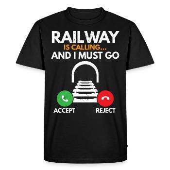 The railway is calling and I have to go railway to - Men's Premium Organic T-Shirt - black - Front - Nico (187cm)