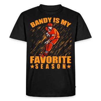 Bandy est ma saison préférée - T-shirt Premium bio Homme - noir - Devant - Nico (187cm)