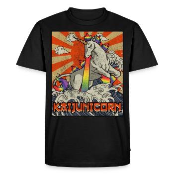 Kaiju Unicorn Kanagawa Wave Kaijunicorn - Men's Premium Organic T-Shirt - black - Front - Nico (187cm)
