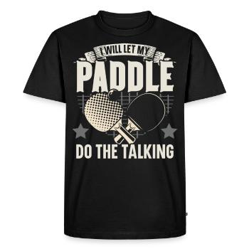 Je laisse parler ma raquette tennis de table - T-shirt Premium bio Homme - noir - Devant - Nico (187cm)