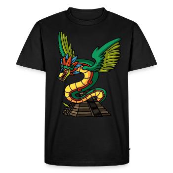 Quetzalcoatl Aztec Serpent Temple Maya Inca - T-shirt Premium bio Homme - noir - Devant - Nico (187cm)