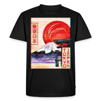 Mont Fuji Tokyo Japon Vaporwave Esthétique - T-shirt Premium bio Homme - noir - Devant - Nico (187cm)