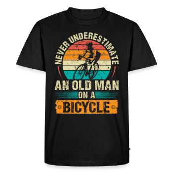 Alter Mann auf einem Fahrrad Retro Radfahrer Biker - Männer Premium Bio T-Shirt - Schwarz - Vorne - Nico (187cm)
