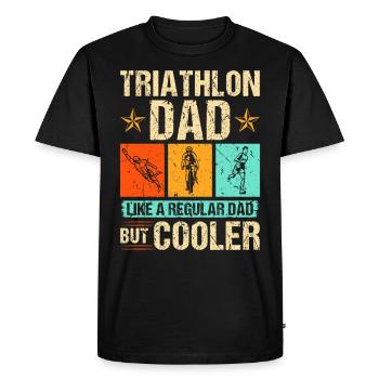 Triathlon Papa Triathlète Père - T-shirt Premium bio Homme - noir - Devant - Nico (187cm)