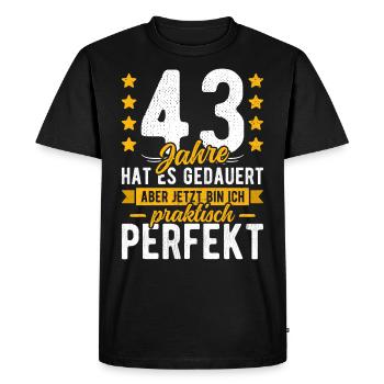 43 Geburtstag Mann 43er 43ter Ich bin 43 Jahre alt - Männer Premium Bio T-Shirt - Schwarz - Vorne - Nico (187cm)