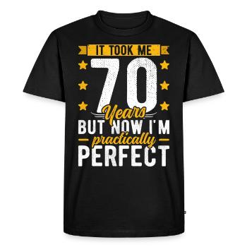 70th birthday 70 years old man woman 70th 70s - Men's Premium Organic T-Shirt - black - Front - Nico (187cm)