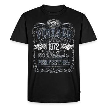 Millésime 1972 Anniversaire Année de naissance 1972 Cadeau - T-shirt Premium bio Homme - noir - Devant - Nico (187cm)