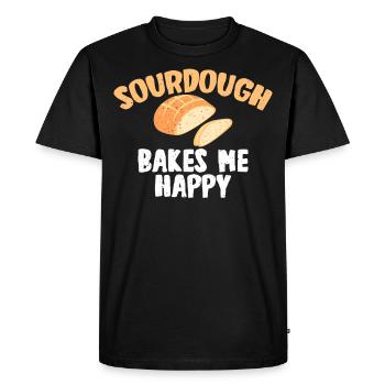 SOURGHDOUGH BAKES ME HAPPY - Men's Premium Organic T-Shirt - black - Front - Nico (187cm)