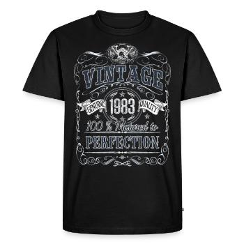 Millésime 1983 Anniversaire Année de naissance 1983 Cadeau - T-shirt Premium bio Homme - noir - Devant - Nico (187cm)