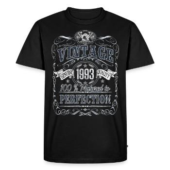 Millésime 1993 Anniversaire Année de naissance 1993 Cadeau - T-shirt Premium bio Homme - noir - Devant - Nico (187cm)