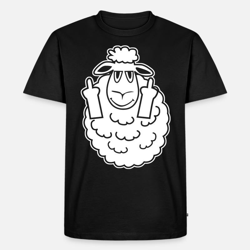 Schäfchen Schafe Mittelfinger Schaf - Männer Premium Bio T-Shirt - Schwarz