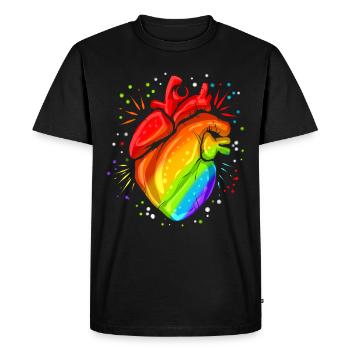 Colorful Real Heart LGBTQ GAY Lesbian Pride Month - Men's Premium Organic T-Shirt - black - Front - Nico (187cm)