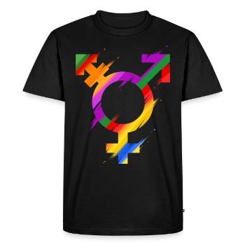 Colorful Rainbow Transgender Symbol LGBTQ Pride - Men's Premium Organic T-Shirt - black - Front - Nico (187cm)