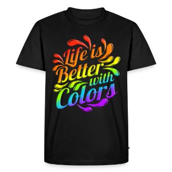 LGBTQ Logo Life Is Better With Colors Pride Month - Men's Premium Organic T-Shirt - black - Front - Nico (187cm)