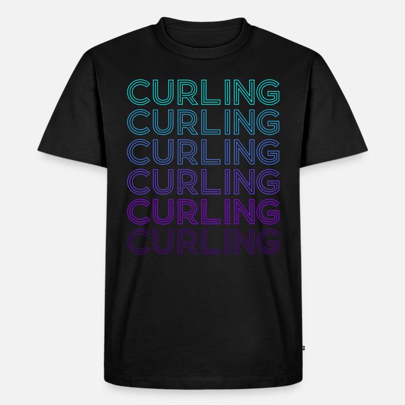 Curlingstein Spieler Retro - Männer Premium Bio T-Shirt - Schwarz