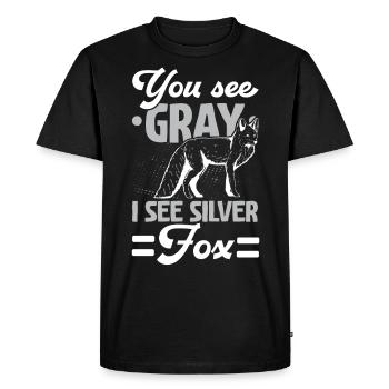 Vous voyez gris je vois renard argenté animal vixen - T-shirt Premium bio Homme - noir - Devant - Nico (187cm)