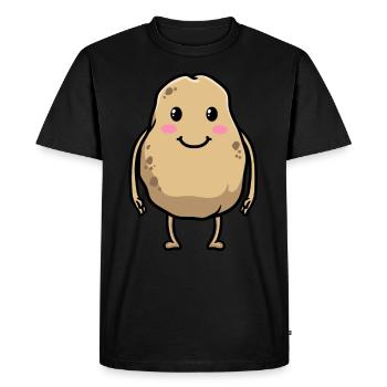Kawaii Potato Emoticon Emotion - T-shirt Premium bio Homme - noir - Devant - Nico (187cm)
