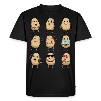 Pommes de terre Kawaii Emoticon Pommes de terre - T-shirt Premium bio Homme - noir - Devant - Nico (187cm)