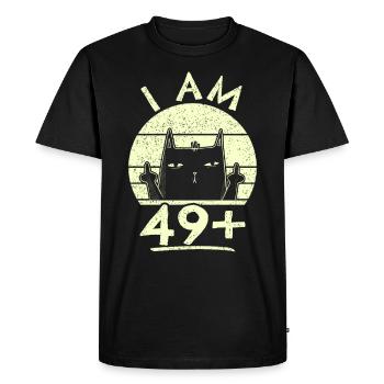50ème anniversaire femme 50ème 50 ans - JE SUIS 49+ PLUS - T-shirt Premium bio Homme - noir - Devant - Nico (187cm)