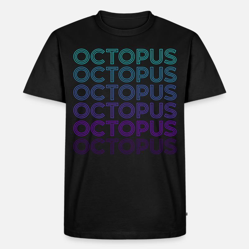 Oktopus Krake Retro - Männer Premium Bio T-Shirt - Schwarz