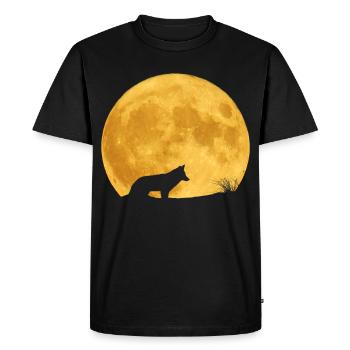 Loup silhouette et lune dorée - T-shirt Premium bio Homme - noir - Devant - Nico (187cm)