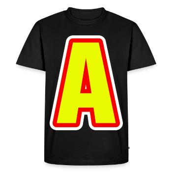 Alphabet, lettre A - T-shirt Premium bio Homme - noir - Devant - Nico (187cm)