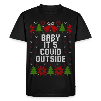 Ugly Christmas Baby It's Covid Outside - Men's Premium Organic T-Shirt - black - Front - Nico (187cm)